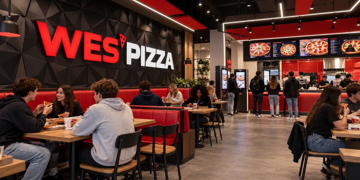 La salle du restaurant Wes' Pizza